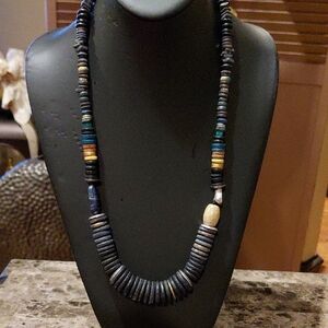 Elegant Multicolor Beaded and Wood  Necklace